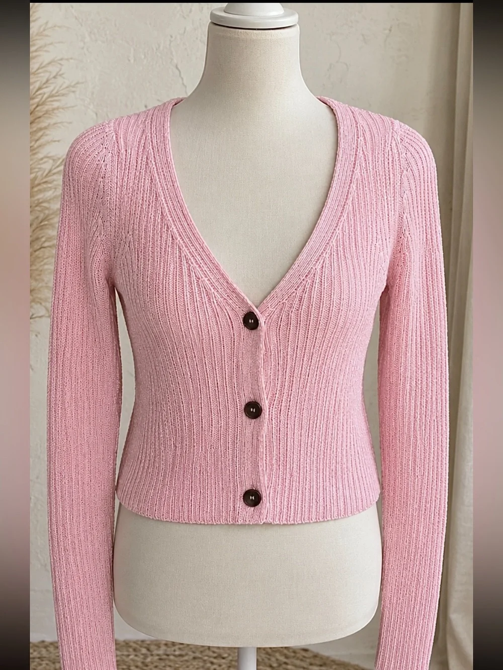FREE PEOPLE Sz small GAME ON CARDI CARDIGAN SOFTEST Rose Button
